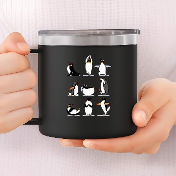 Discover Penguin Yoga Funny 14oz Stainless Steel Tumblers
