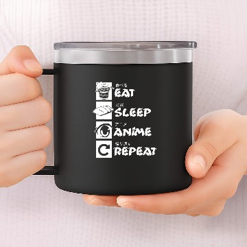 Discover Eat Sleep Anime Repeat Funny Kawaii Japanese Otaku Design 14oz Stainless Steel Tumblers