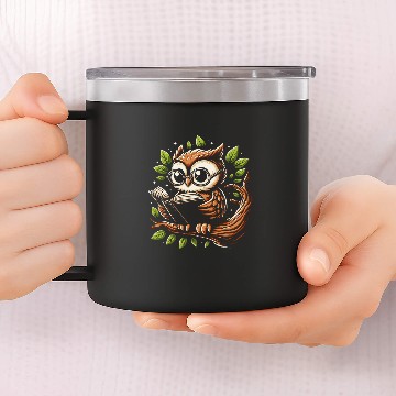 Discover Owl Reading Book Bookworm Reader Librarian Teacher 14oz Stainless Steel Tumblers