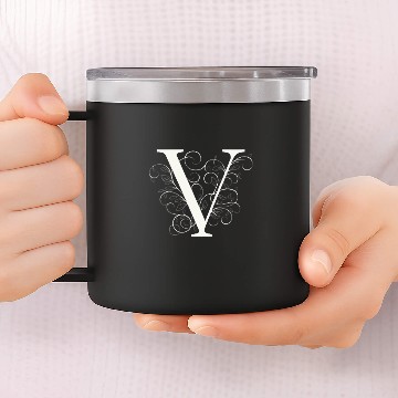 Discover Elegant Flourished V Classic Monogram Design 14oz Stainless Steel Tumblers