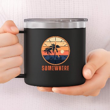 Discover It s 5 O clock Somewhere Retro Sunset Beach Summer Baseball Tees 14oz Stainless Steel Tumblers