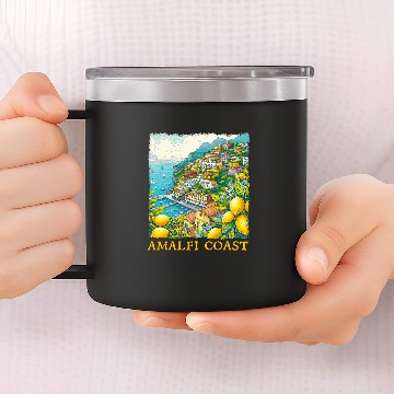 Discover Amalfi Coast town Italy Trip Vacation Mediterranean Sea Zip 14oz Stainless Steel Tumblers