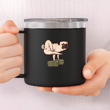Discover Pug Yoga Block 14oz Stainless Steel Tumblers