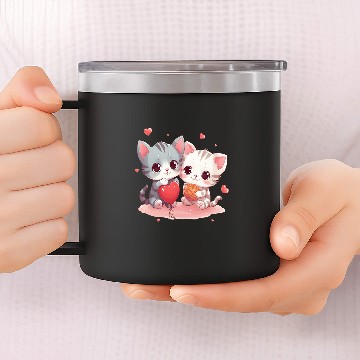 Discover Cute Kittens Hearts Knitting Wool Balls Cats Lover Design Baseball Tees 14oz Stainless Steel Tumblers