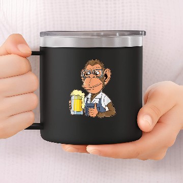Discover Ape Drinking Beer Drunk Monkey Gorilla Beer Drinker Baseball Tees 14oz Stainless Steel Tumblers
