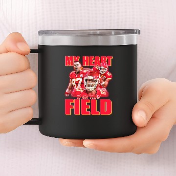 Discover Travis Kelce My Heart Is On That Field Pullover 14oz Stainless Steel Tumblers