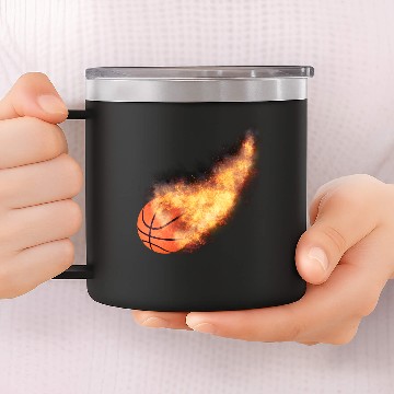 Discover Flaming Basketball 14oz Stainless Steel Tumblers