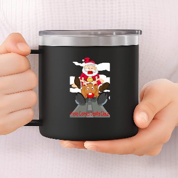Discover Here Comes Santa & Rudolph 14oz Stainless Steel Tumblers