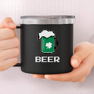 Discover Green Beer 8 Bit Pixel 14oz Stainless Steel Tumblers