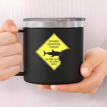 Discover Shark attack panel 14oz Stainless Steel Tumblers