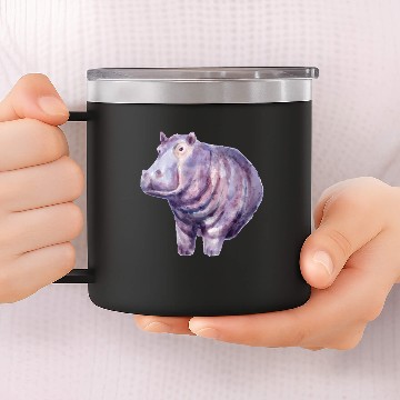 Discover Hand painted hippo 14oz Stainless Steel Tumblers