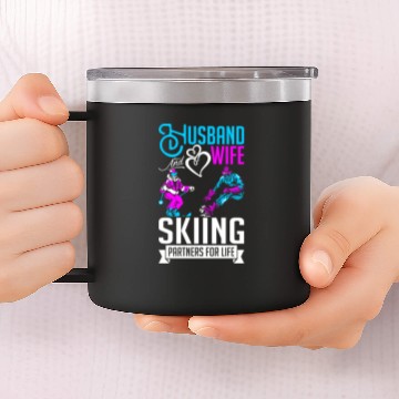 Discover Husband And Wife Skiing Partners For Life 14oz Stainless Steel Tumblers