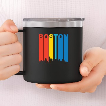 Discover Retro Boston Massachusetts Skyline 14oz Stainless Steel Tumblers