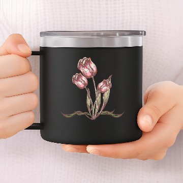 Discover Vintage Tulip flower 14oz Stainless Steel Tumblers