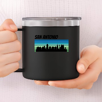 Discover Retro San Antonio Skyline 14oz Stainless Steel Tumblers