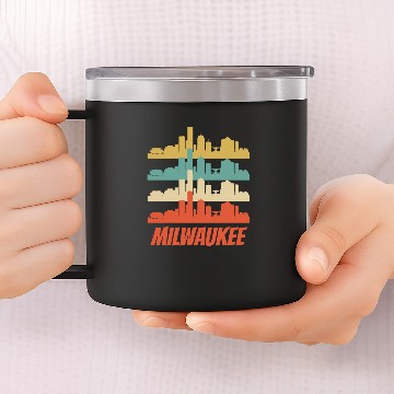 Discover Retro Milwaukee WI Skyline Pop Art 14oz Stainless Steel Tumblers