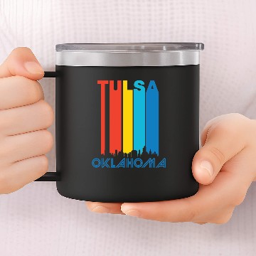 Discover Retro Tulsa Skyline 14oz Stainless Steel Tumblers