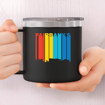Discover Retro 1970's Style Fairbanks Alaska Skyline 14oz Stainless Steel Tumblers