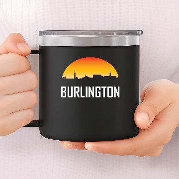 Discover Burlington Vermont Sunset Skyline 14oz Stainless Steel Tumblers