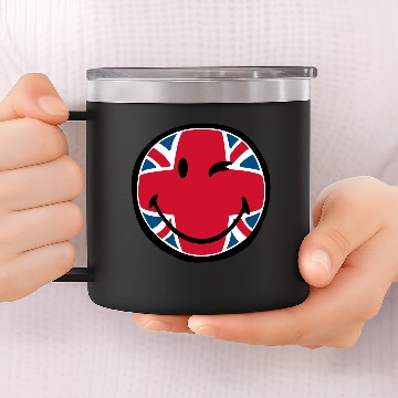 Discover SmileyWorld Union Jack Smiley 14oz Stainless Steel Tumblers