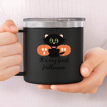 Discover My First Halloween Cat Pumpkins 14oz Stainless Steel Tumblers