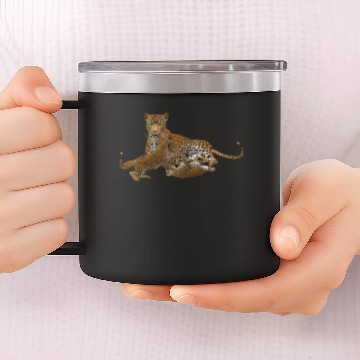 Discover cheetah cat jaguar leopard ocelot gepard wildcat14 14oz Stainless Steel Tumblers