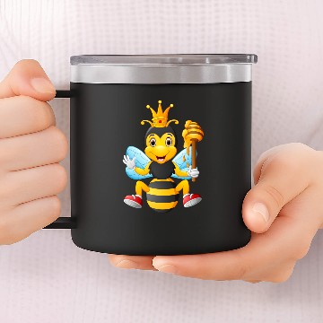 Discover Queen bee insect wildlife vector image cartoon fun 14oz Stainless Steel Tumblers
