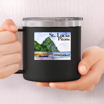 Discover St Lucia Pitons 14oz Stainless Steel Tumblers