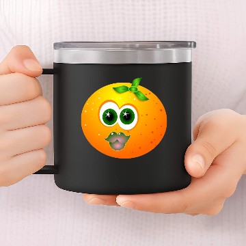 Discover Orange Fruit Fun Face 14oz Stainless Steel Tumblers