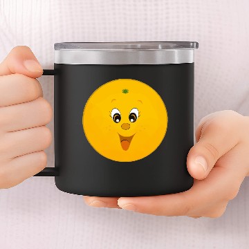 Discover Orange Fruit Face Image 14oz Stainless Steel Tumblers
