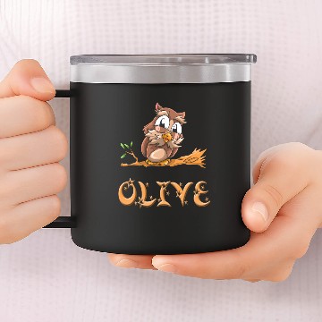 Discover Olive Owl 14oz Stainless Steel Tumblers