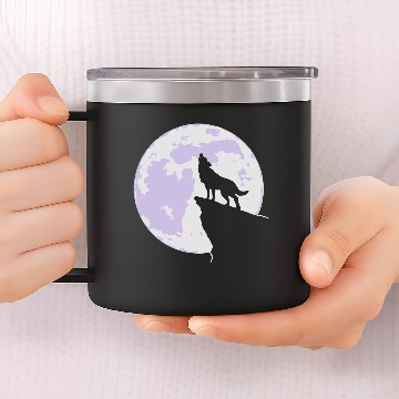 Discover Howling wolf full moon space galaxy gift dog trend 14oz Stainless Steel Tumblers