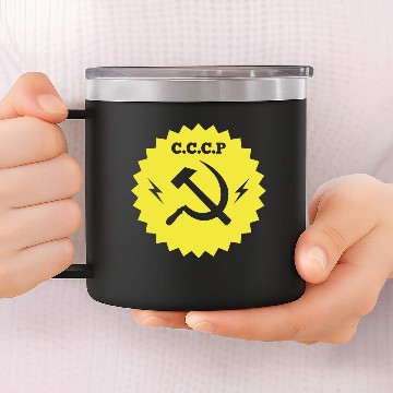 Discover Communist CCCP Badge 14oz Stainless Steel Tumblers