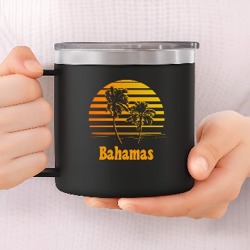 Discover Bahamas Sunset Palm Trees 14oz Stainless Steel Tumblers