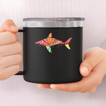 Discover artTS collage art zone shark multi 14oz Stainless Steel Tumblers