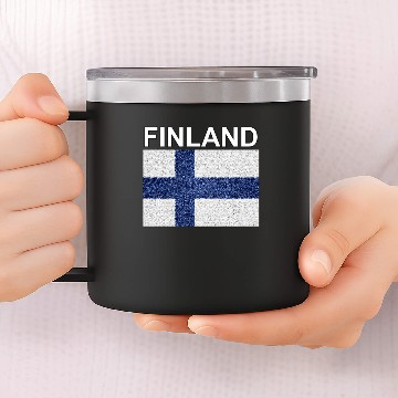 Discover finland flag stained glass effect design 14oz Stainless Steel Tumblers