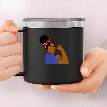 Discover Rosie The Riveter Afro 14oz Stainless Steel Tumblers