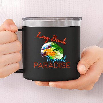 Discover Parrot Long Beach lettering 14oz Stainless Steel Tumblers