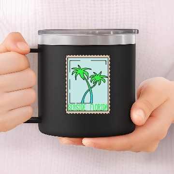 Discover Seaside Florida Palm Trees Souvenir Hawaiians 14oz Stainless Steel Tumblers