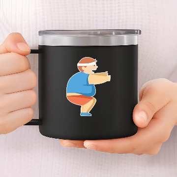 Discover squat exercise fat happy guy gift idea 14oz Stainless Steel Tumblers