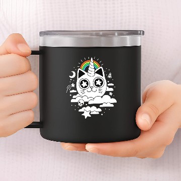 Discover This Is Your Cat On Catnip Cloud Cat Skull 14oz Stainless Steel Tumblers