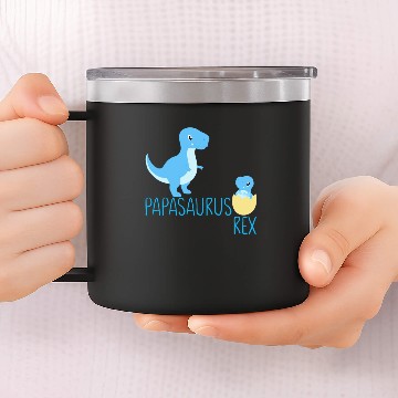 Discover Funny Papasaurus Dad Babysaurus 14oz Stainless Steel Tumblers