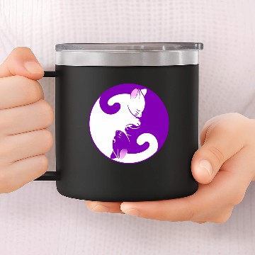 Discover Ying Yang Cat 14oz Stainless Steel Tumblers