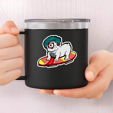 Discover Funny Cyclops Pug Skating Hoverboard 14oz Stainless Steel Tumblers