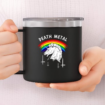Discover Death Metal Rainbow Unicorn 14oz Stainless Steel Tumblers