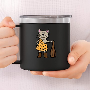 Discover Cat Stone Age Caveman 14oz Stainless Steel Tumblers