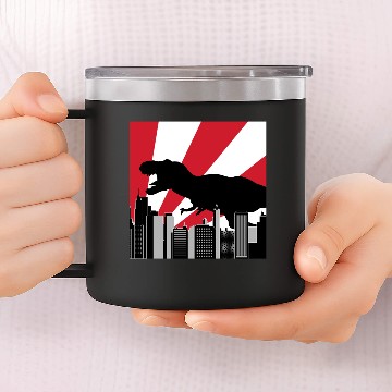Discover god zilla Trex in Tokyo Japan 14oz Stainless Steel Tumblers
