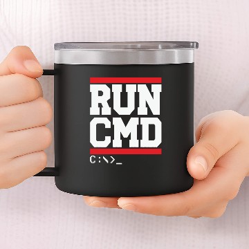 Discover Logo - funny software programmer coder - run cmd 14oz Stainless Steel Tumblers