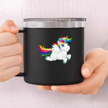 Discover Cute Rainbow Pony 14oz Stainless Steel Tumblers