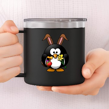Discover Easter Funny penguin in comic style. 14oz Stainless Steel Tumblers
